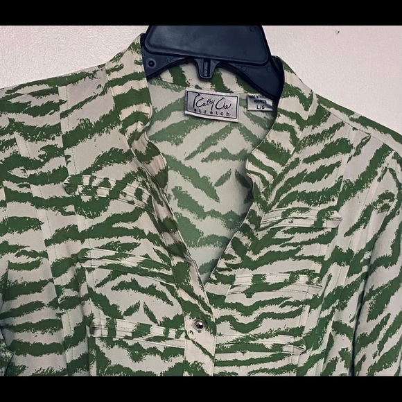 New Kathy Lee Collections Roll Sleeve Blouse, Lg - Picture 2 of 5